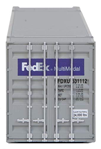Walthers SceneMaster 53' Singamas Corrugated-Side Container-Ready to Run-FedEx MultiModal (Gray, Purple) 949-8504 HO Scale Model Railroad - Freight