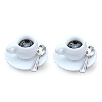 SXFSE Dollhouse Decoration Accessories, 1:12 Dollhouse Miniature Scene Model Coffee Cups with Spoon (2 PCS, 14 x 22mm)