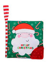My First Christmas Soft, Crinkle Activity Book with Silicone Teether and Travel Strap, Santa, Green (5 1/2 inch Square)