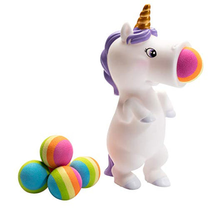Hog Wild Unicorn Ball Popper Toy - Includes 4 Soft Foam Balls - Squeeze to Pop Air Powered Balls Up to 20 Feet - Launcher Safe for Indoor/Outdoor Play