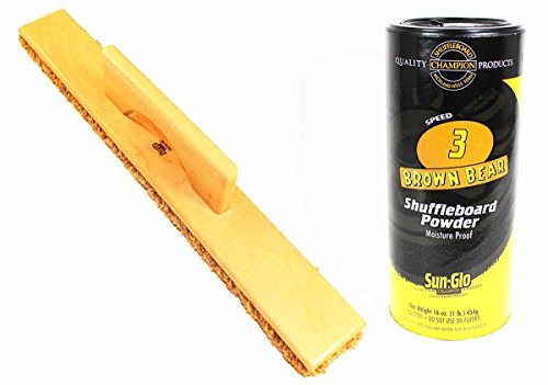 Sun-Glo Speed #3 Shuffleboard Table Powder Wax Bundled with a Sun-Glo Shuffleboard Sweep