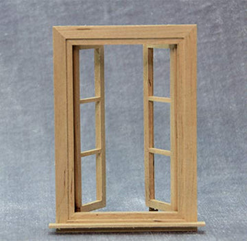 1:12 Scale Dollhouse Miniature Wood Window Frame Double Hung 6 Panel Glass Frames; Width 9.2cm, Height 13.5cm