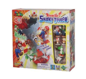 EPOCH Games - Super Mario Blow Up Shaky Tower Tabletop Game - Kids Family Board Game for Multiplayer Game Night, Ages 4+