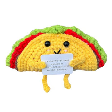 PLWalker Emotional Support Taco Nuggets Plush, Crochet Emotional Support Dumplings, Knitted Doll Fries Inspirational Gift Ornament (Taco with Legs)