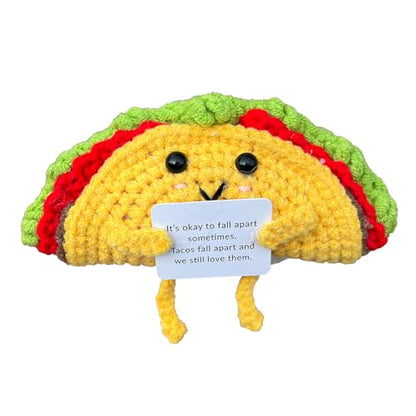 PLWalker Emotional Support Taco Nuggets Plush, Crochet Emotional Support Dumplings, Knitted Doll Fries Inspirational Gift Ornament (Taco with Legs)
