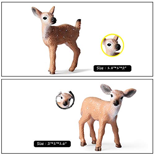 6 Pack Forest Animal Deer Figures Toy, Woodland Animal Figurine Party Supplies Christmas Buck Doe Fawn for Baby Shower Birthday Wedding