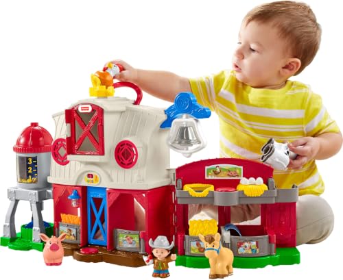 Fisher-Price Little People Toddler Learning Toy Caring for Animals Farm Playset with Smart Stages for Pretend Play Kids Ages 1+ years (Amazon