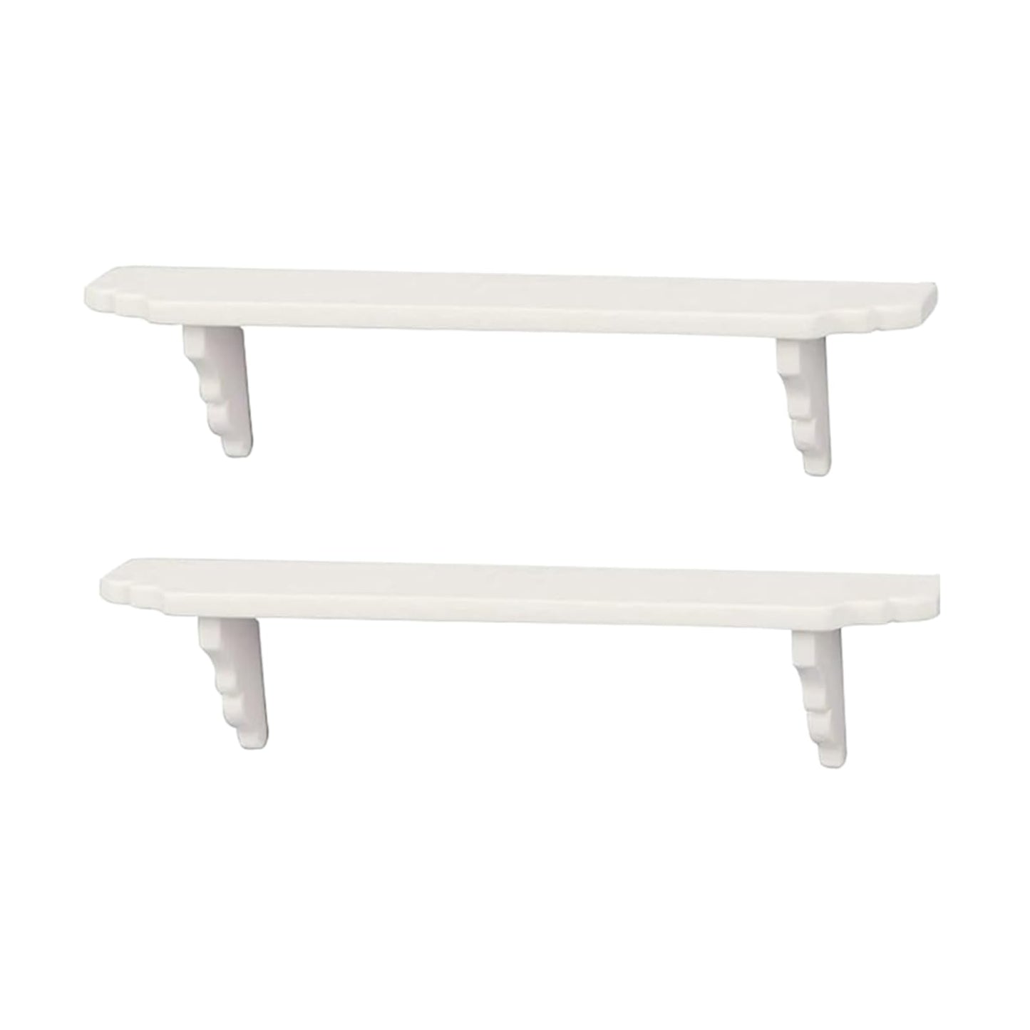 2Pcs White Dollhouse Wall Shelf, 1:12 Scale Miniature Storage Shelf for Kitchen Scene Decor Accessories