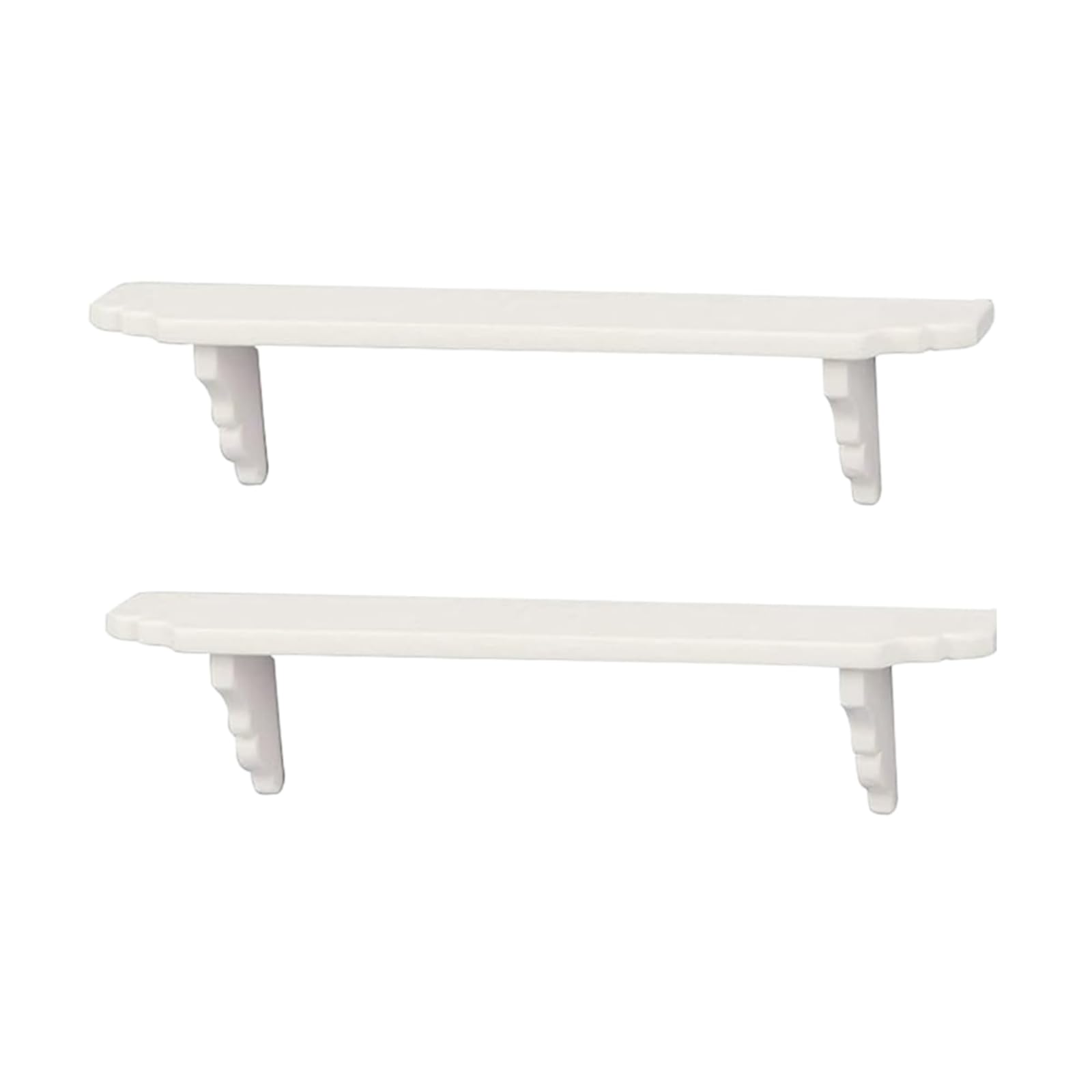 2Pcs White Dollhouse Wall Shelf, 1:12 Scale Miniature Storage Shelf for Kitchen Scene Decor Accessories