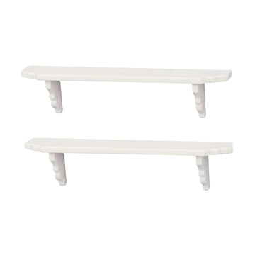 2Pcs White Dollhouse Wall Shelf, 1:12 Scale Miniature Storage Shelf for Kitchen Scene Decor Accessories