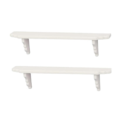 2Pcs White Dollhouse Wall Shelf, 1:12 Scale Miniature Storage Shelf for Kitchen Scene Decor Accessories