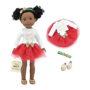 Emily Rose 14 Inch Doll Christmas Outfit 4-PC Holiday Set | Red Green Gold Sparkly Clothes | Compatible with Glitter Girls, Wellie Wishers, and Hearts