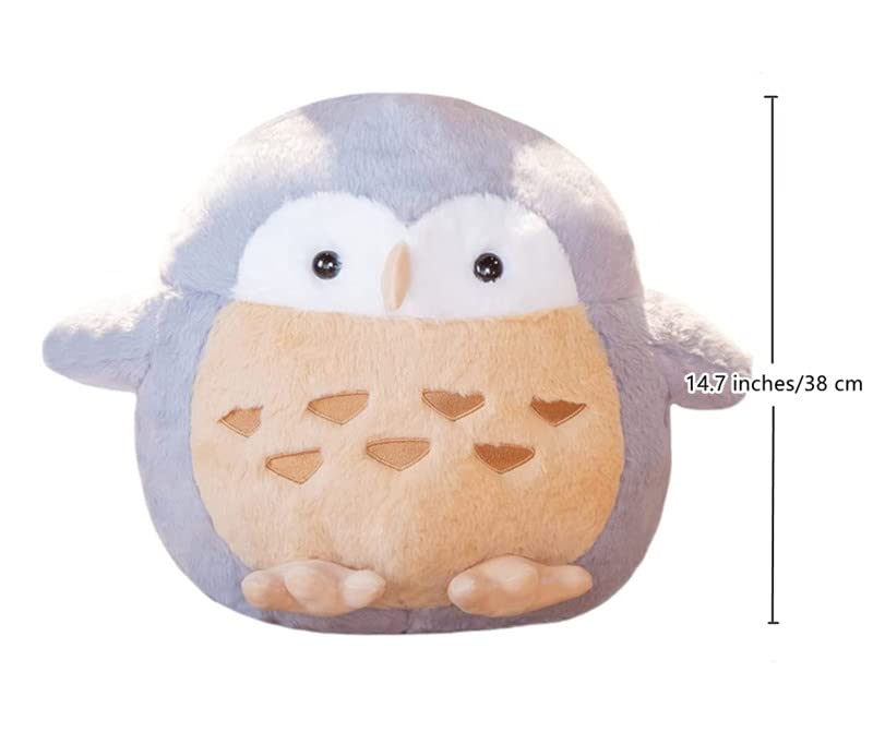 JOSON Owl Animal Plush Children's Pillow, Super Soft owl Pillow, Cute Furry owl Plush Toys, Boys Daughter Christmas, Birthday Gifts. (Grey)