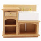 EatingBiting MINI House Bathroom Kitchen Decor Sink 1/12 Wooden Wash Basin Cabinet with Ceramic Hand Sink for Bathroom Kitchen Decoration Accessories