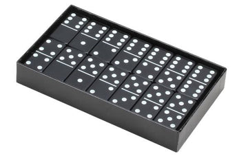 CHH Black Double 6 Jumbo Size Domino Tiles in Snap Vinyl Case