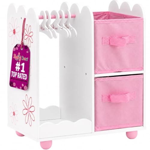 Emily Rose 18 Inch Doll Clothes Storage Wardrobe Closet Organizer - Floral