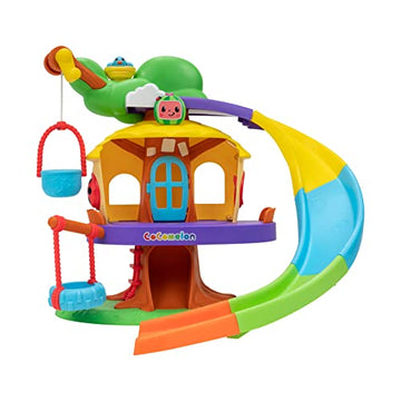 CoComelon Deluxe Clubhouse Playset - Features JJ and His Five Friends- Songs, Sounds, Phrases - Slide, Secret Tunnel, Basket Elevator, Interactive