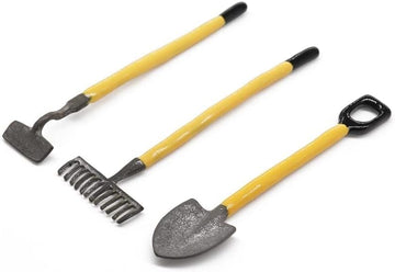 3Pcs 1/12 Miniature Shovel Rake and Hoe Farm Tools Dollhouse Decoration Accessories Yard Supplies Scene Model Set Decor Accessories, Dollhouse