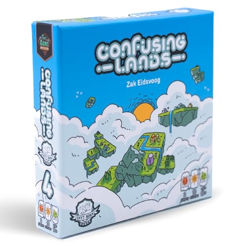 Confusing Lands | Whimsical Themed Travel Size Board Game You Can Play Anywhere | Strategic Card Placement Game | Solo Board Game | 1 - 2 Players