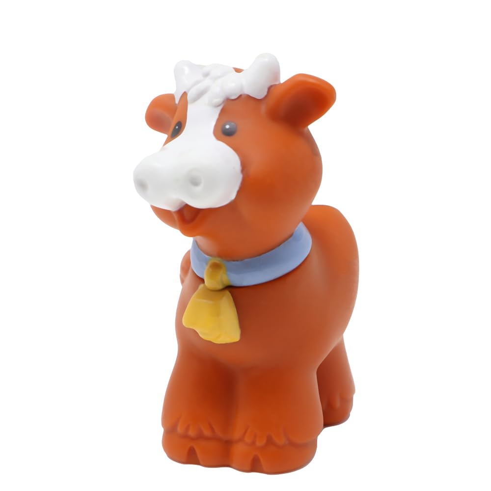 Fisher-Price Replacement Part for Collectible Little People Farm Barn Animal Barnyard Pals Playset 72507 - Replacement Brown and White Cow Figure