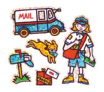 Bulk Roll Prismatic Stickers, Mini Postal Worker (100 Repeats)