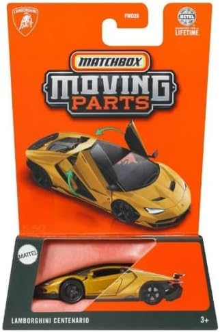 Matchbox Moving Parts Lamborghini Centenario [Yellow] 5/50, 1:64 Scale Diecast Vehicle