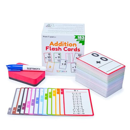 Addition Flash Cards 1st Grade | 183 Math Flash Cards for Kids Ages 4-8 | 1st 2nd & 3rd Grade | Math Flash Cards 2nd Grade | Learn Math for Kids