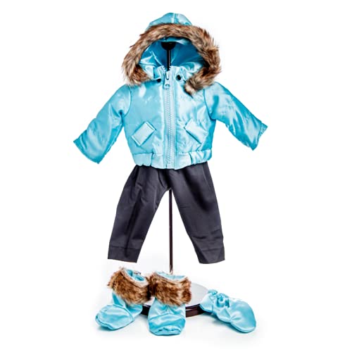 The Queen's Treasures 18 Inch Doll Clothes, Complete Ski Wear Outfit, 6 Piece Zippered Blue Jacket, Pants, Gloves, and Boots Too, Compatible for Use
