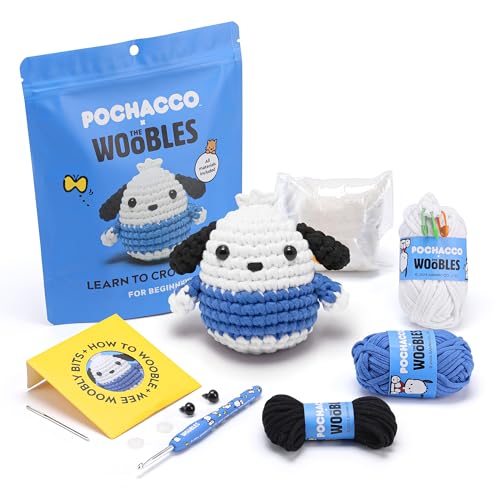 The Woobles Hello Kitty Crochet Kit - Beginners Wooble Crochet Animal Kit Crafts with Easy Peasy Yarn as seen on Shark Tank - with Step-by-Step Video