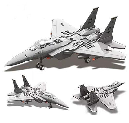 General Jim's F-15 Eagle Fighter Jet Building Blocks Set, 1:48 Scale Military Aircraft Model, 262 Pieces, Twin-Tail Jet with Landing Gear and Cockpit