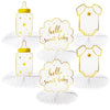 Sparkle and Bash Baby Shower Decorations & Centerpieces - 12-Piece White & Gold Honeycomb Paper Set - Gender Neutral Table Toppers & Table Top Decor