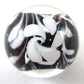 Big Game Toys~22mm (7/8") Hocus Pocus Hand Made Art Glass Marble w/Stand Black/White Flower Swirl