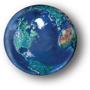 Blue Earth Marble with Natural Earth Continents, Recycled Glass, Pack of 10, 1 Inch Diameter