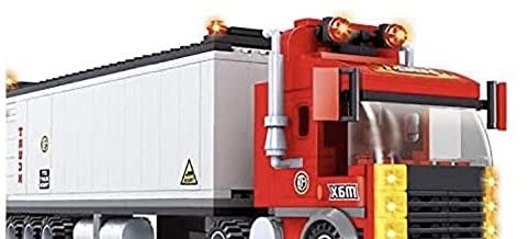 General Jim's Big Red Semi-Truck Building Blocks Truck Vehicle | Compatible with Lego and All Major Brick Building Brands