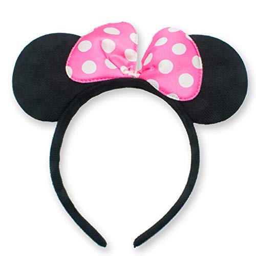 winvin Set of 24 Mouse Costume Deluxe Fabric Ears Headband White Polka Dots Bow Birthday Party Hairs Accessories Headwear Halloween Party Favors