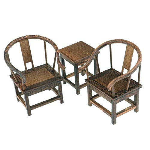 EatingBiting 1:6 Dollhouse Miniature Handcraft Furniture Retro Wood Sofa Table Armchair Pieces Dollhouse Furniture Miniatures Vintage 1/6 Scale Wooden