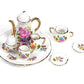 EatingBiting Collection Level 1:12 Elegant Flora Miniature Dollhouse Porcelain Tea Dish, Teapot, Cup, Plate Craft Set, DIY Scene Doll Home Furniture