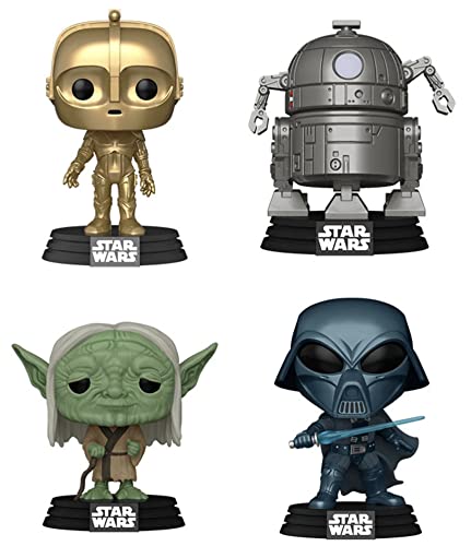 Funko POP! Star Wars: Concept Series - Yoda, Darth Vader, R2-D2 and C3-PO - 4 Pack - Amazon Exclusive - Collectable Vinyl Figure - Gift Idea -