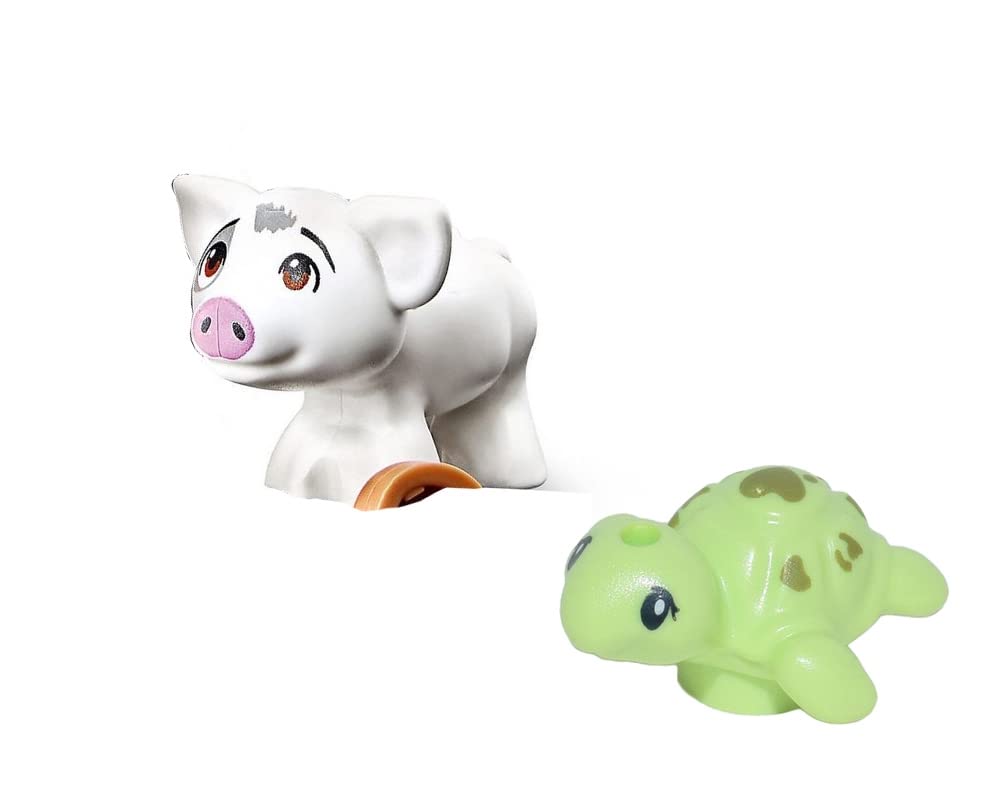 LEGO Disney Princess Moana Minifigure - Dancing Pua The Pig and Baby Turtle on Spinning Flower Bed Foil Pack