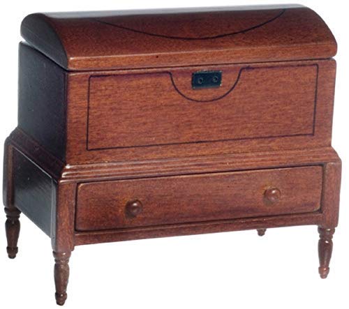 Dollhouse Miniature 1:12 Scale Walnut Lincoln Dome Chest #T6745