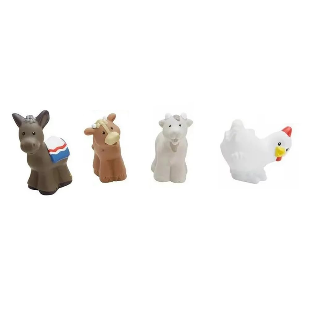 Mattel Replacement Parts for Little-People Christmas Nativity Playset - Replacement Donkey, Cow, Goat and Chicken ~ Works with FPT07, DPX53, J2404 and