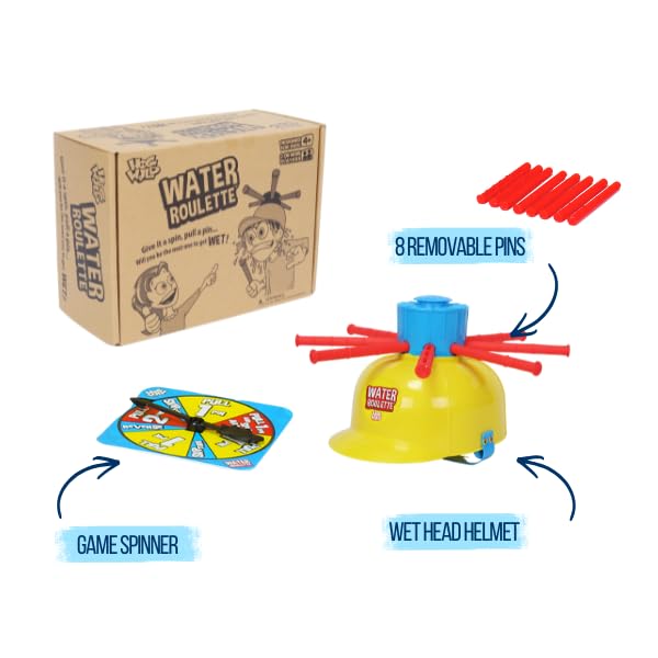 Zing Hog Wild Water Roulette Game: The Ultimate Suspense-Filled Water Challenge - Hilarious Fun Family Party Game with Adjustable Helmet, Rods,