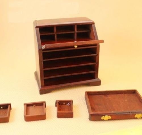 EatingBiting 1:12 Dollhouse Miniature Doll Cabinet, Doll Furniture Room Bed Wooden Drawer Cabinet Dollhouse Desk Wooden TV Cabinet Living Room Set