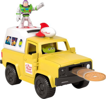 Fisher-Price Imaginext Disney and Pixar Toy Story Pizza Planet Truck with 3-inch Buzz Lightyear & Alien Friend Action Figures, Toy Vehicle & Pizza
