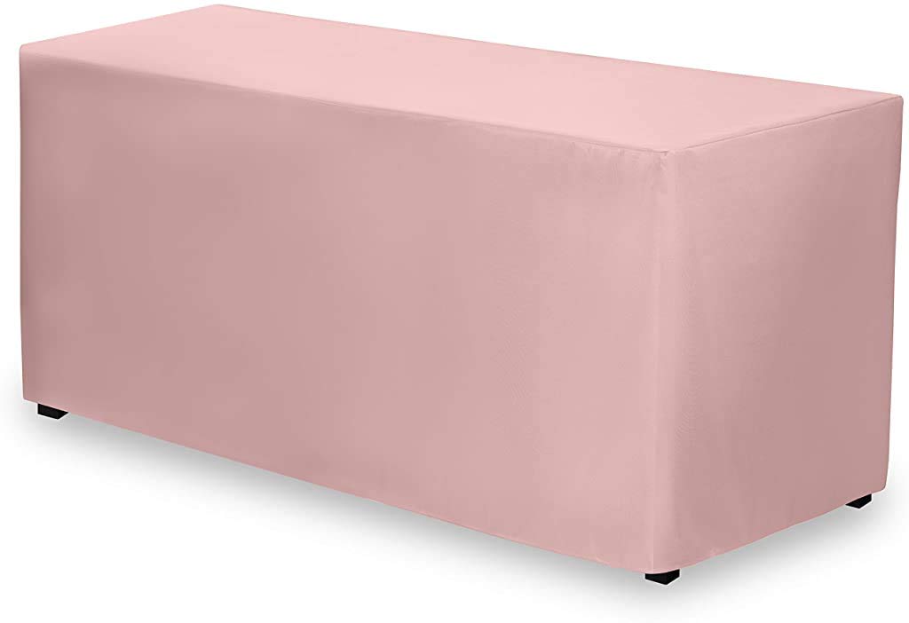 Gee Di Moda Fitted Tablecloth - 72 x 30 Inch Pink Floor-Length Fitted Table Cloth for 6 Foot Rectangle Table, Heavy Duty Washable Fabric for Parties
