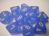 Chessex Dice Sets: Frosted Blue with White - Ten Sided Die d10 Set (10)