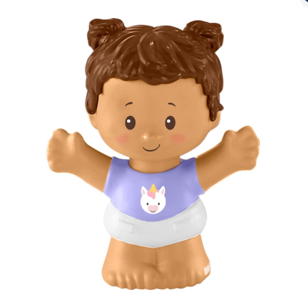 Replacement Part for Fisher-Price Little People Baby's Day Storybook Set - GVH64 ~ Replacement Twin Girl Figure ~ Purple Shirt with Unicorn ~ Brown
