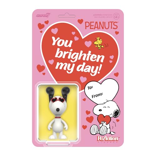 Super7 Reaction Figure Peanuts Snoopy (Heart Eyes) - 3.75" Peanuts Action Figure - Classic Cartoon Collectibles and Retro Toys