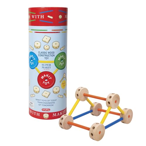 Schylling MKT Super Makit Classic Wood Construction Toy, 3+ years, 70-Pieces (1 EA)