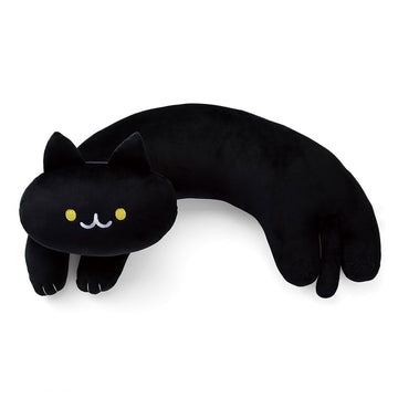 Furvana U-Shaped Cat Plush Pillow, Cute Plushies, 20" - Ultrasoft Cat Stuffed Animal, Birtday Gift (Black)